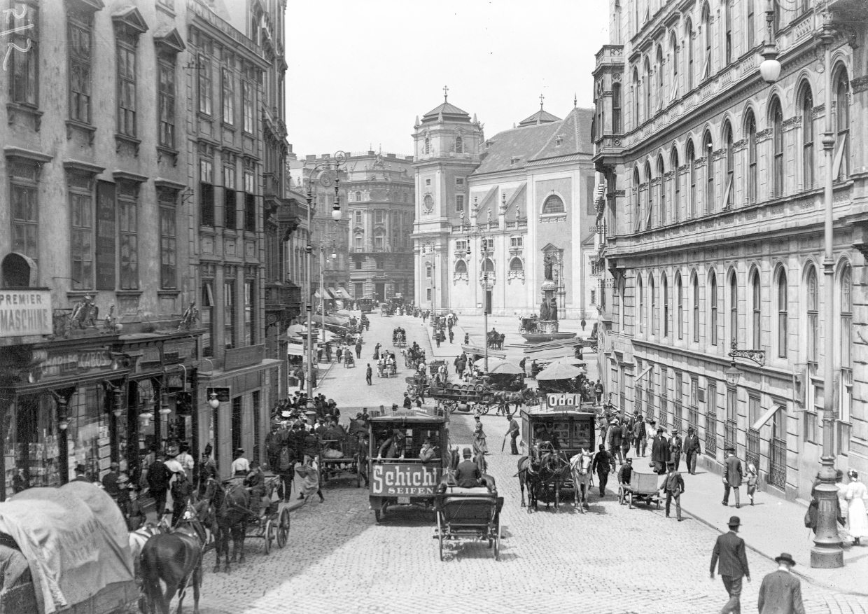 Am Heidenschuss, damals Heidenschuß, mit dem Blick zur Freyung um 1905