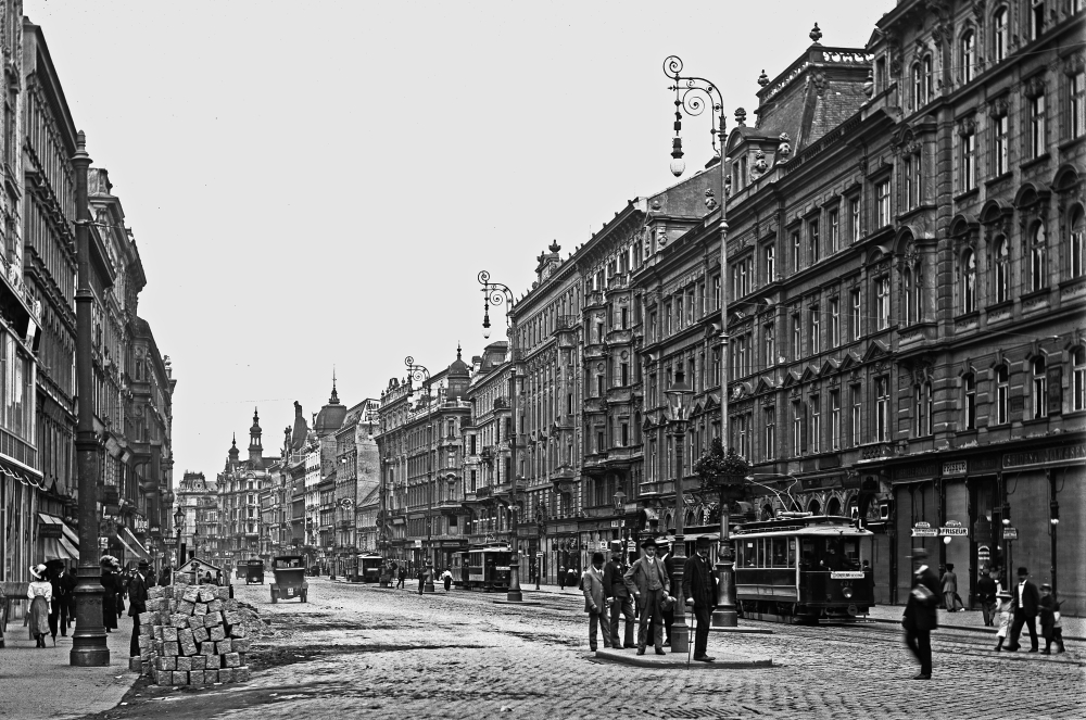 Mariahilferstraße mit Zug Type G und Bw  auf Linie L um 1913