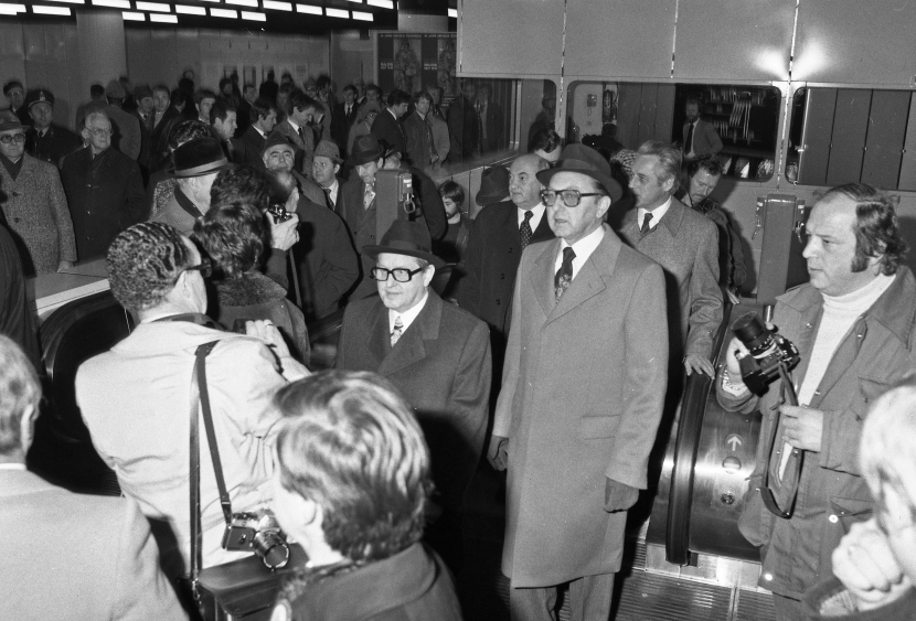 U1 Stationseröffnung  mit Bürgermeister Gratz, Nationalratspräsident Anton Benya und Stadtrat Nekula im November 1978