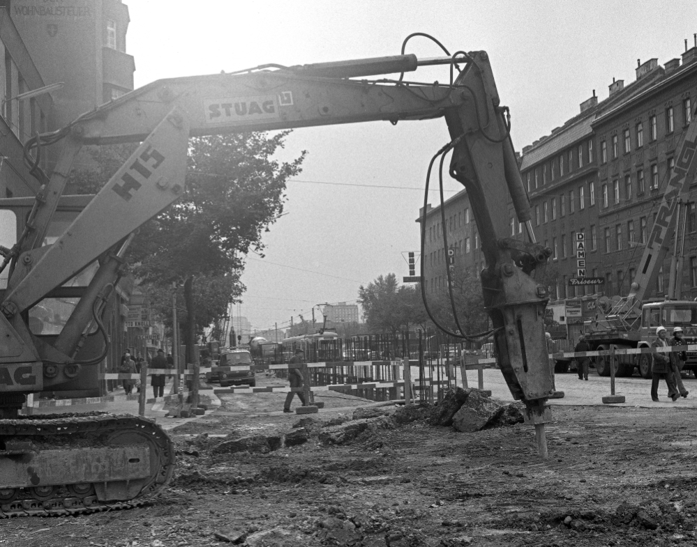 Bau der Linie U1 in der Lassallestraße, 16 Okt. 1978
