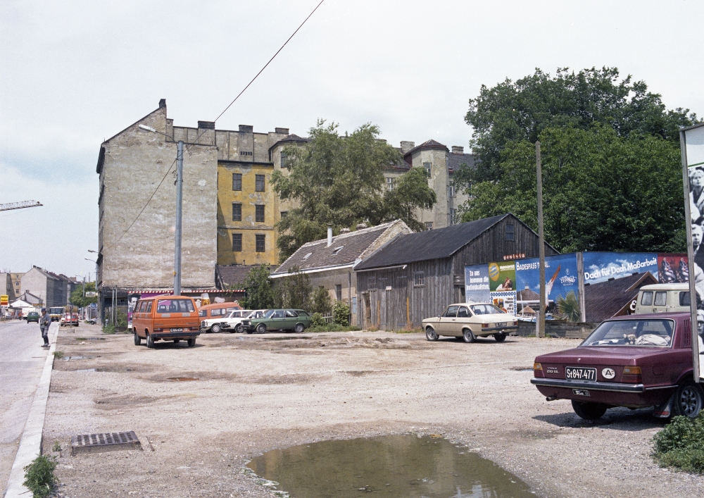 Kurz vor Bauarbeiten U3 in Erdberg,Erdbergstraße Juli 1985