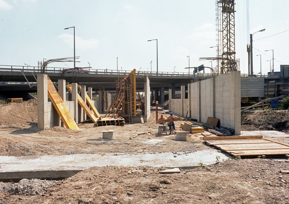 Bauarbeiten U3 in Erdberg, Bahnhof und Trasse, Juli 1986