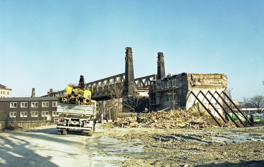 Umbau der ehemaligen Stadtbahn zur U6 Bereich Gumpendorf, Linke Wienzeile, Otto Wagner Brücke, Oktober 1987