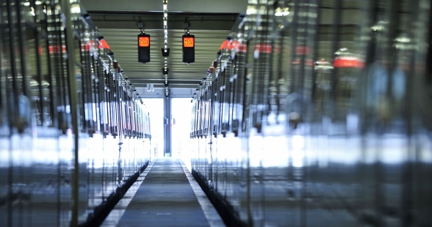 U-Bahn Züge vom Typ Silberpfeil in der Remise.