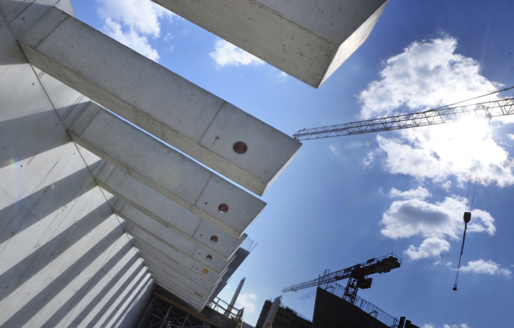 Baustelle der Station „Aspern“ der U2-Verlängerung Nord. Die Verlängerung der U2 wird die künftige Seestadt Aspern direkt an das Stadtzentrum anbinden und den Bezirk Donaustadt noch attraktiver machen.