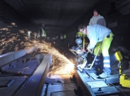 Nächtliche Wartungsarbeiten der Wiener Linien entlang der Strecke der U4.