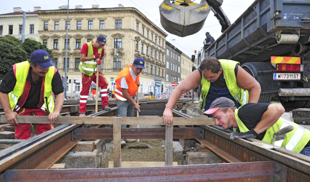 Gleisbaustelle in der Taborstraße.