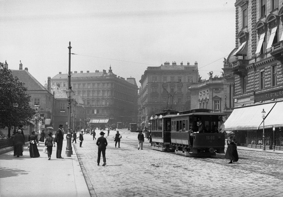 Bellariastraße um 1905, Zug der Type  s, Tw Type D, heutige Strecke der Linie 49