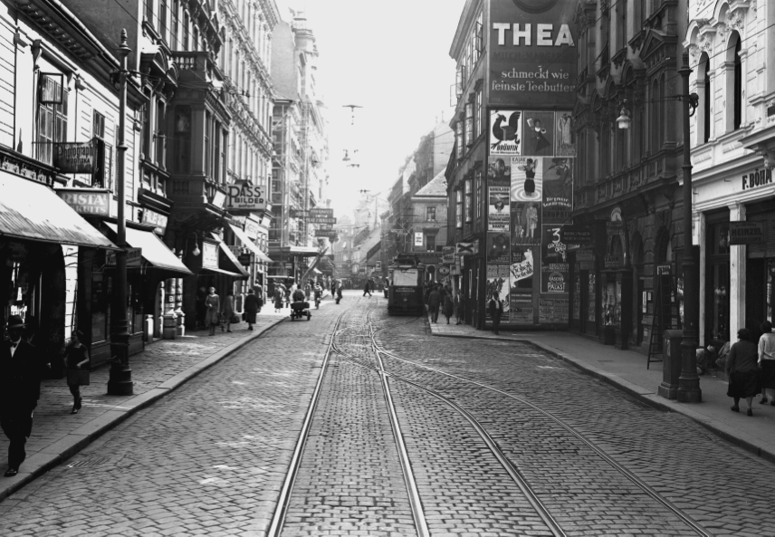 Straßenbahnzug der Tpye G  der Linie 3 Neubaugasse, um 1930