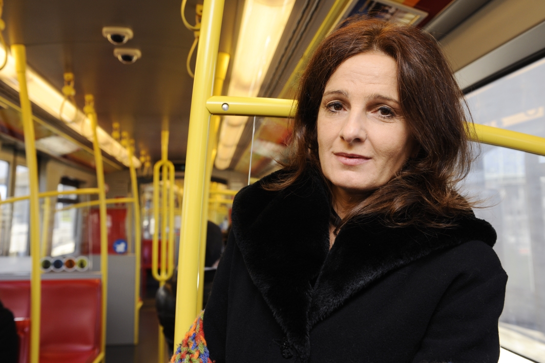 Die Wiener Linien praesentieren in der U2 Station Stadion die neue Stimme für die Durchsagen, Angela Schneider.