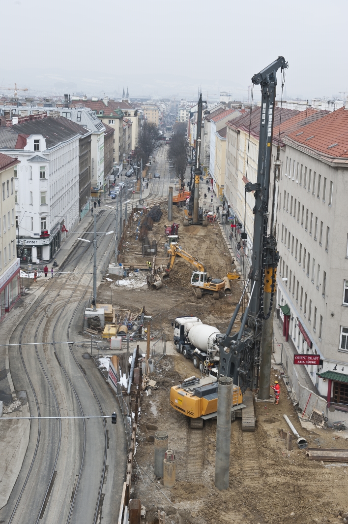 Baustelle beim U1 Ausbau der Wiener Linien in Wien Favoriten. Wien, 18.02.2013