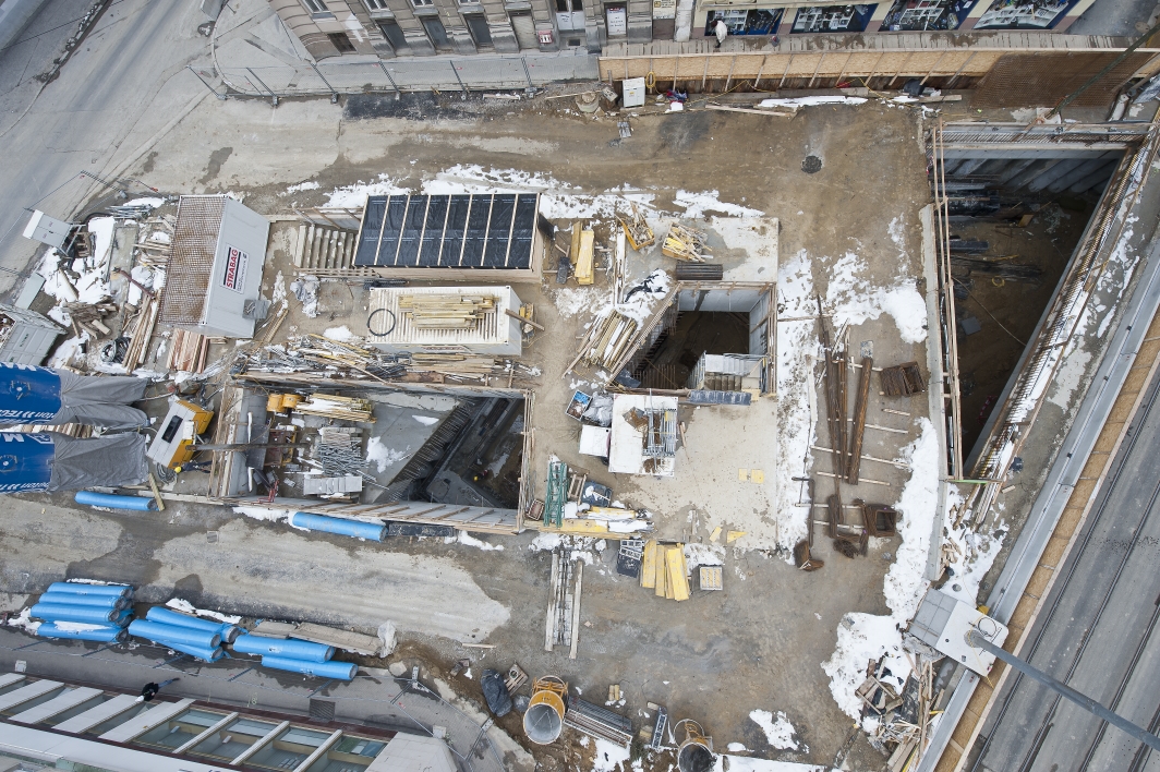 Baustelle beim U1 Ausbau der Wiener Linien in Wien Favoriten. Wien, 18.02.2013