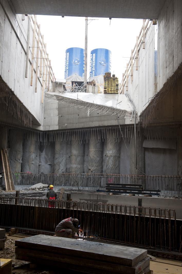 Baustelle für den U1-Ausbau nach Oberlaa bei der künftigen Station Troststraße in Wien-Favoriten.