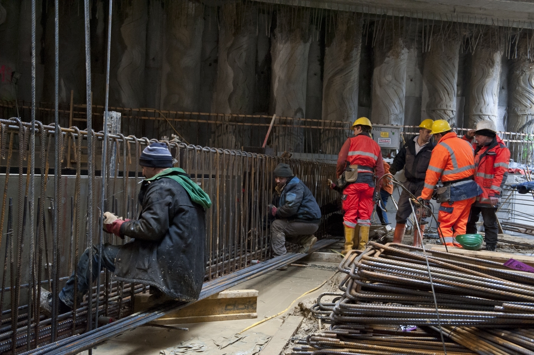 Baustelle für den U1-Ausbau nach Oberlaa bei der künftigen Station Troststraße in Wien-Favoriten.