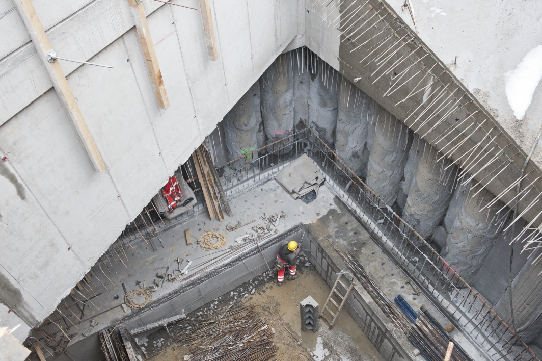 Baustelle beim U1 Ausbau der Wiener Linien in Wien Favoriten. Wien, 18.02.2013