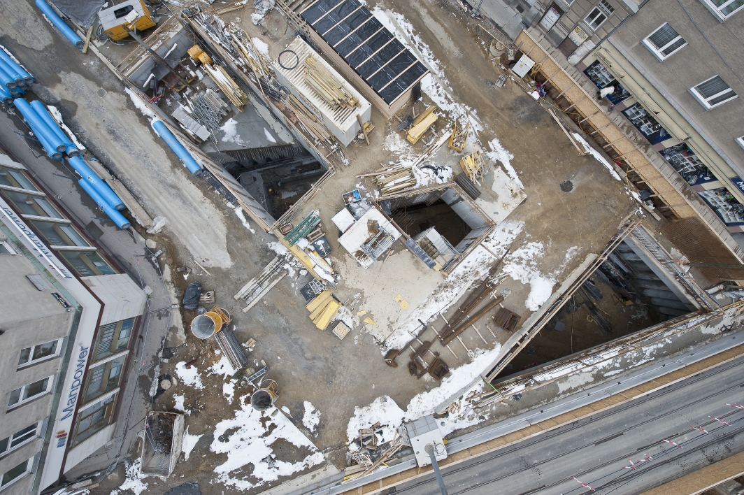 Baustelle beim U1 Ausbau der Wiener Linien in Wien Favoriten. Wien, 18.02.2013