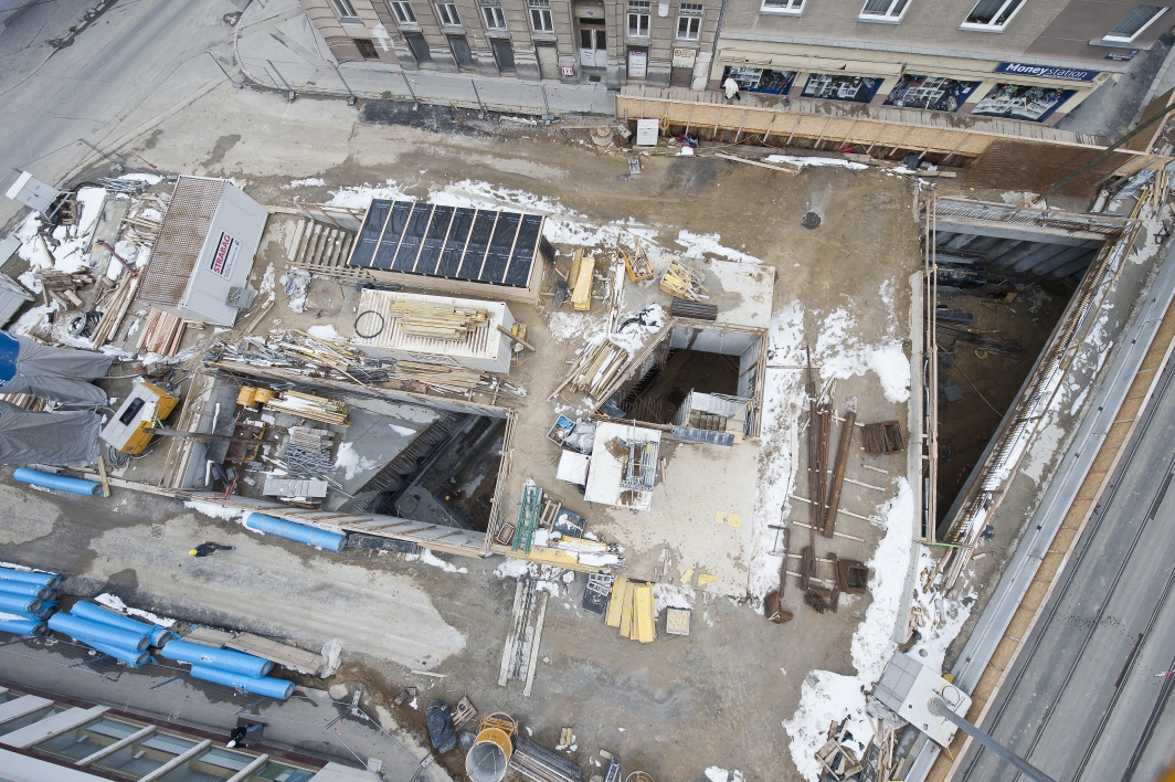 Baustelle beim U1 Ausbau der Wiener Linien in Wien Favoriten. Wien, 18.02.2013