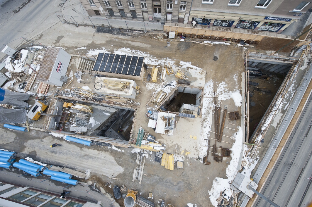 Baustelle beim U1 Ausbau der Wiener Linien in Wien Favoriten. Wien, 18.02.2013