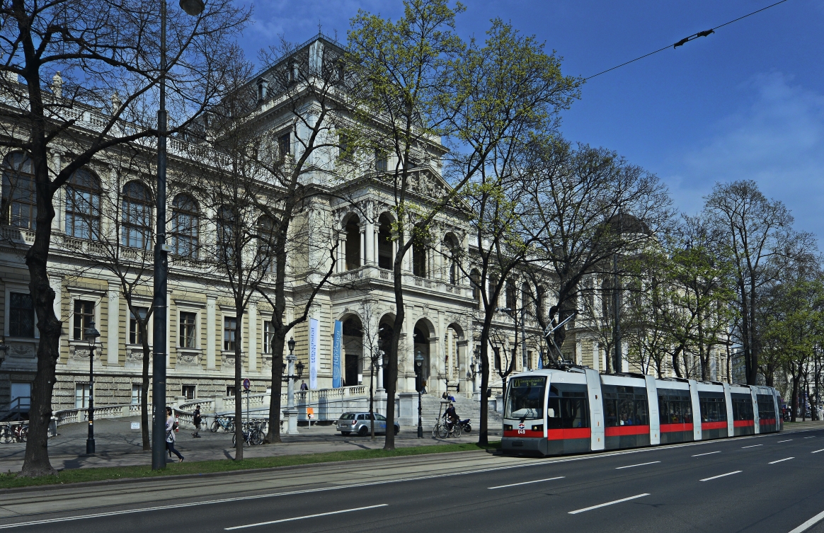 Straßenbahn der Linie 71 im Bereich Universitätsring.