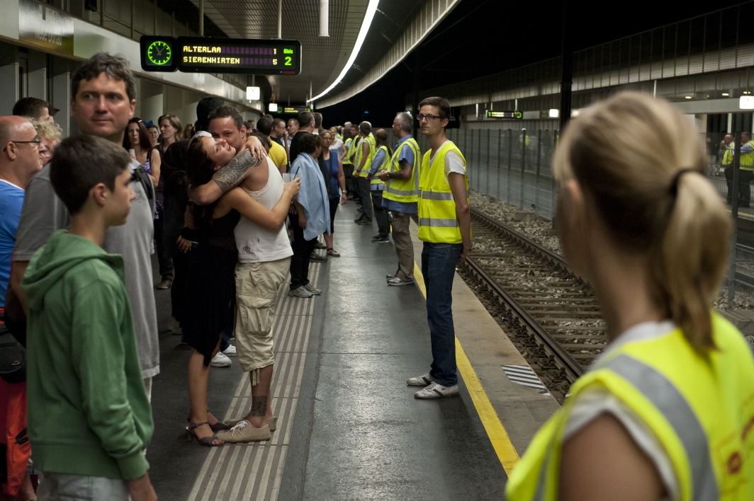 Abtransport der Besucher vom Donauinselfest 2013 durch die Wiener Linien in der U-Bahnstation der Linie U6 