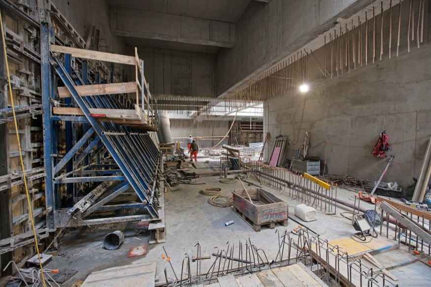 U-Bahn Bau im Bereich Altes Landgut, Verteilerkreis Favoriten, August 2014