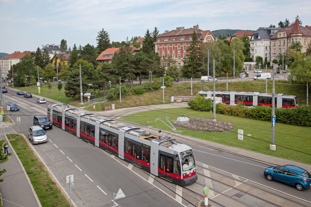 Linie 49 Bereich Baumgarten mit  Type B1 und Linie 52 mit Type A1, Juli 14