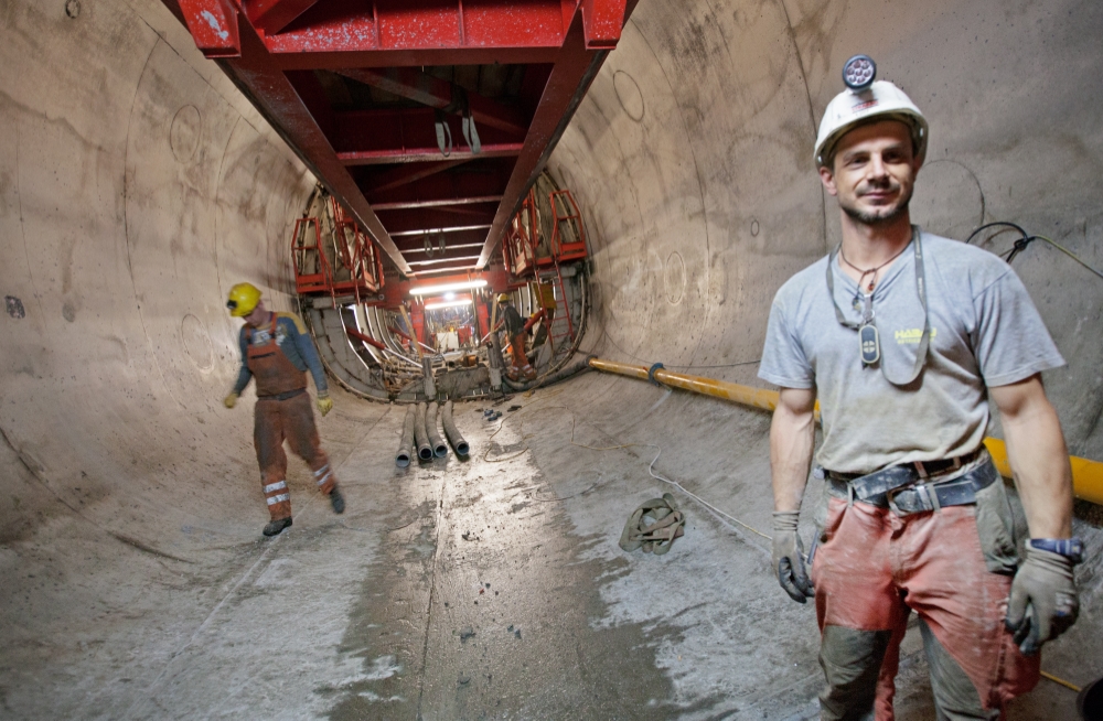 U1 Baustelle Troststraße, neue Tunnelröhre, Oktober 2014