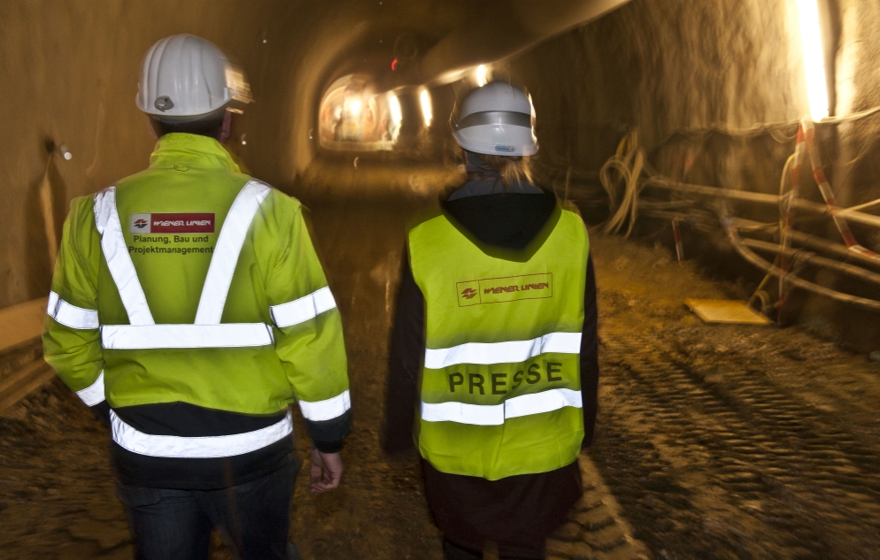 Tunnelbauarbeiten beim Ausbau der U-Bahnlinie U1 Richtung Oberlaa  im Bereich Favoritenstarße Ecke Klausenburger Straße.