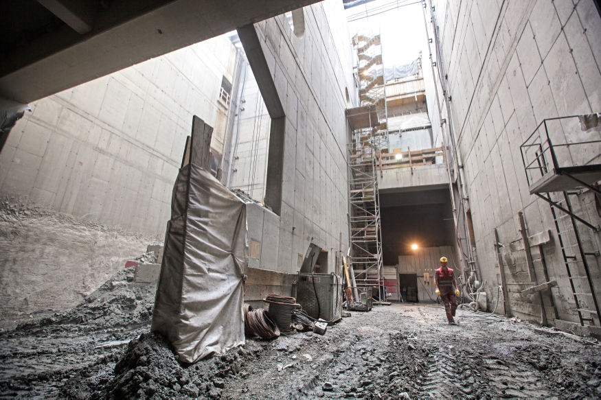 U-Bahn Bau im Bereich Altes Landgut, Verteilerkreis Favoriten, Stationsbereich, August 2014