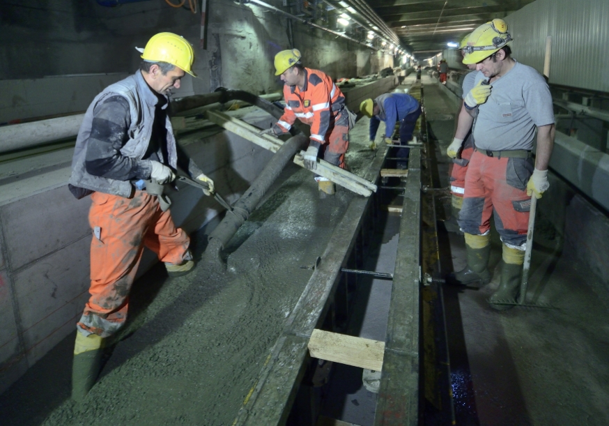 Baufortschritt bei der U1-Verlängerung in der künftigen Station Troststraße