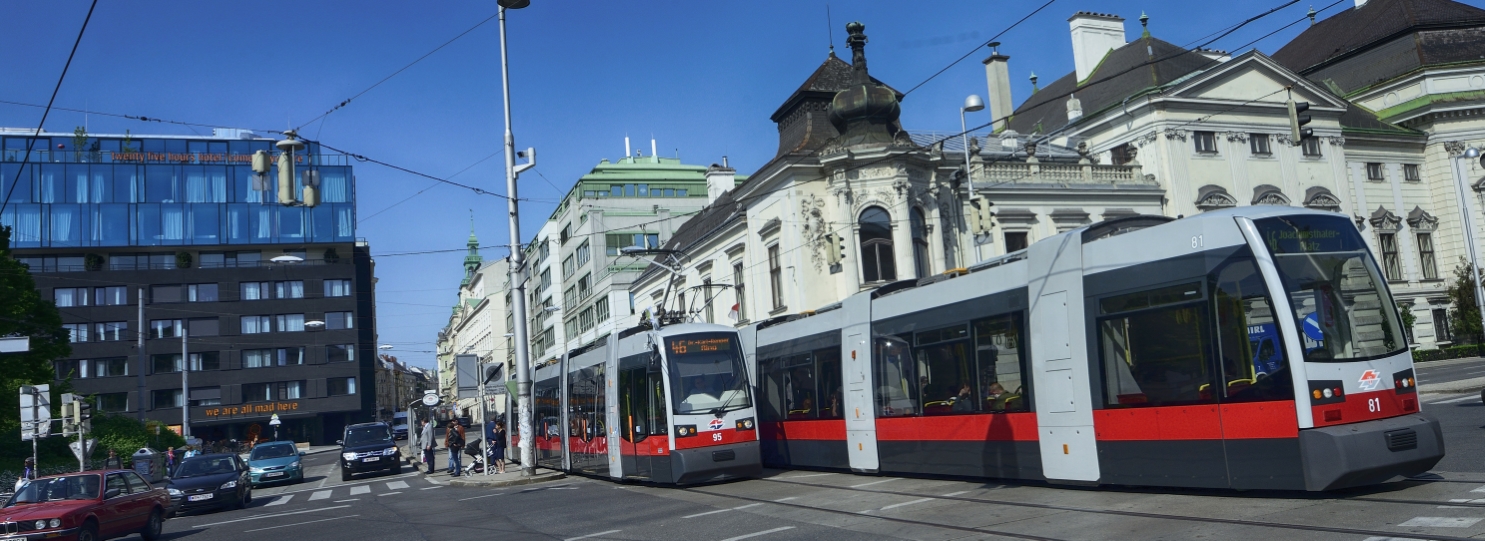 Straßenbahn der Linie 46, hier im Bild auf der Lerchenfelderstraße.