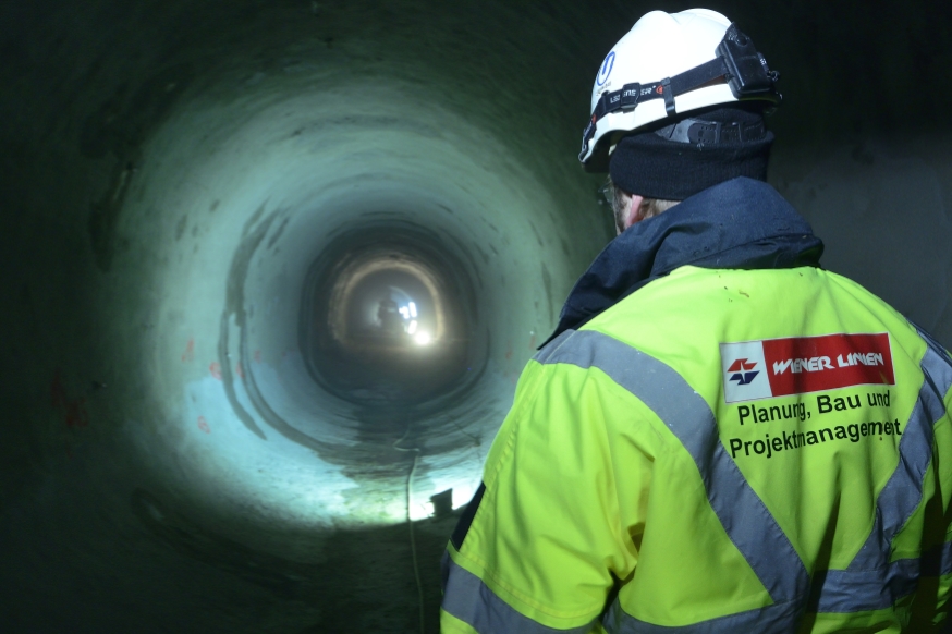 Baufortschritt bei der U1-Verlängerung in der künftigen Station Troststraße