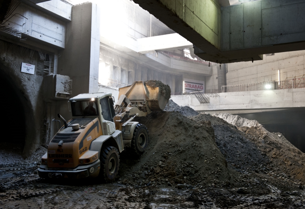 Tunnelbauarbeiten beim Ausbau der U-Bahnlinie U1 Richtung Oberlaa  im Bereich Favoritenstarße Ecke Klausenburger Straße.