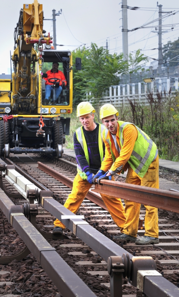 Arbeiten an den Gleisen der Strecke U4 zwischen Heiligenstadt und Schottenring.