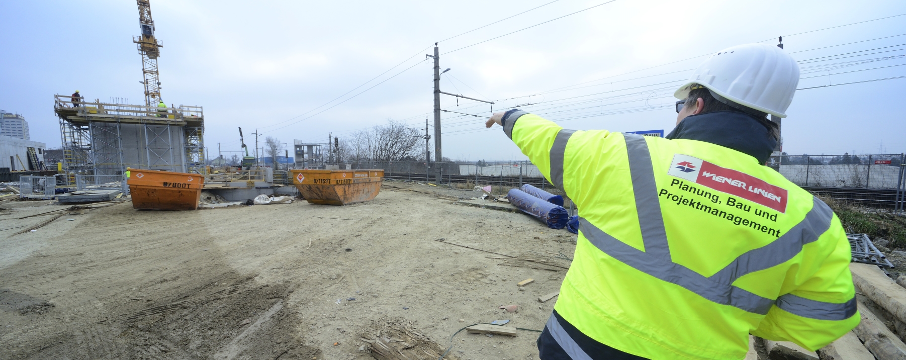 Baustelle der U1-Erweiterung, Bauabschnitt Oberlaa, Im Bild Ombudsmann dieses Bauabschnitts Kurt Großkopf.