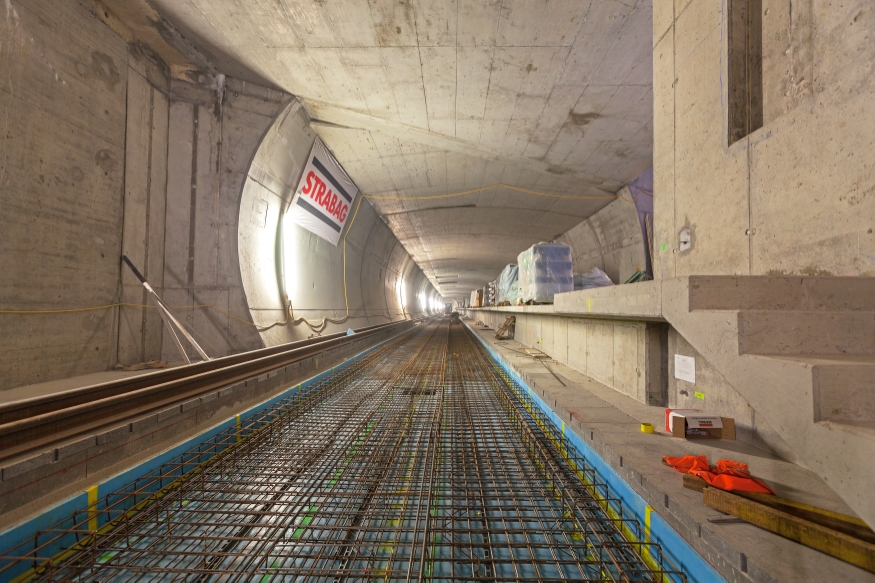 U-Bahn Bau Bereich Troststraße, Favoritenstraße, Gleisbereich, August 2015