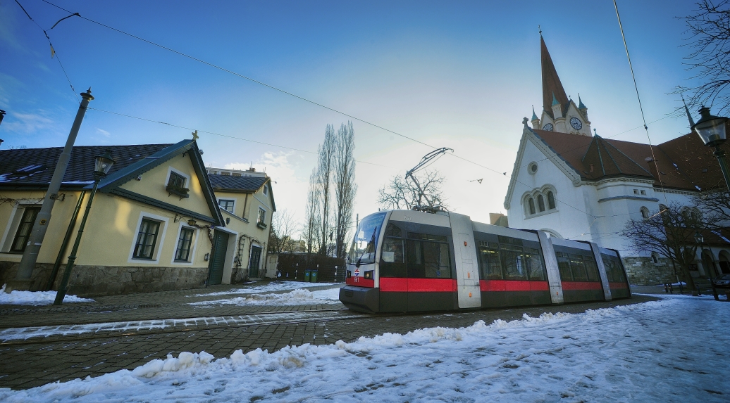 Straßenbahn der Linie 2.