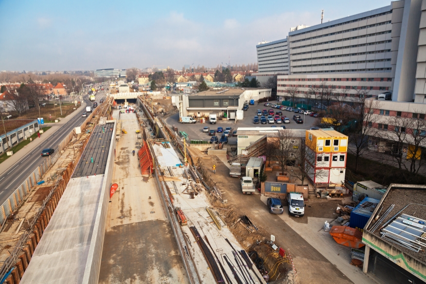 U-Bahn Bauabschnitt U1 Bereich Alaudagasse, Favoritenstraße, Dezember 2015