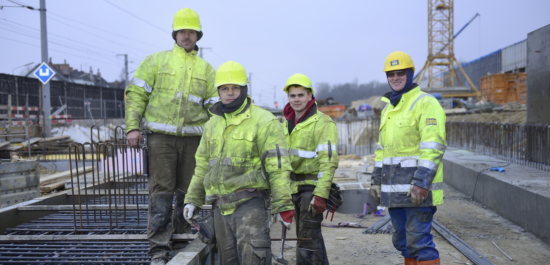 Baustelle der U1-Erweiterung, Bauabschnitt Neulaa. Im Bild Mitarbeiter der Fa. Porr.