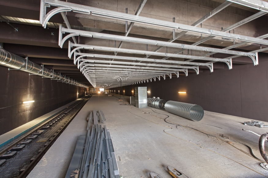 U-Bahn Bauabschnitt U1 Bereich Alaudagasse, Stations und Gleisbereich, Juli 15