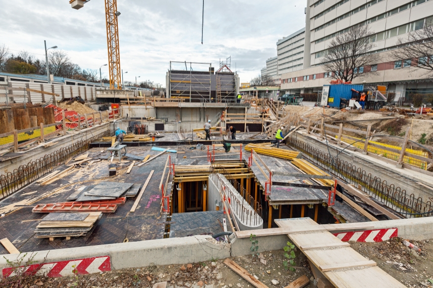 U-Bahn Bauabschnitt U1 Bereich Alaudagasse, Favoritenstraße, November 2015