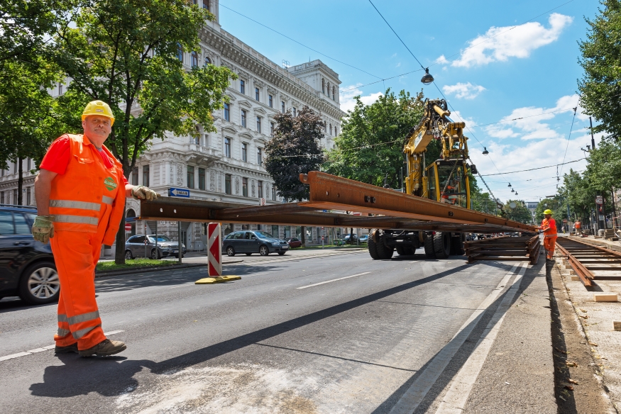 Gleisbauarbeiten Schottenring, 9.Juli 2016