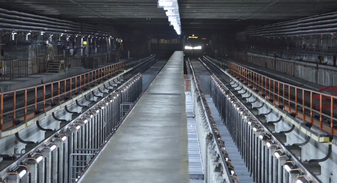 Baustelle der U1-Verlängerung, Wendeanlage nahe der Station Reumannplatz.