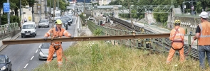 Entfernung der Weichen bei der Wendeanlage nahe der Station Hietzing.