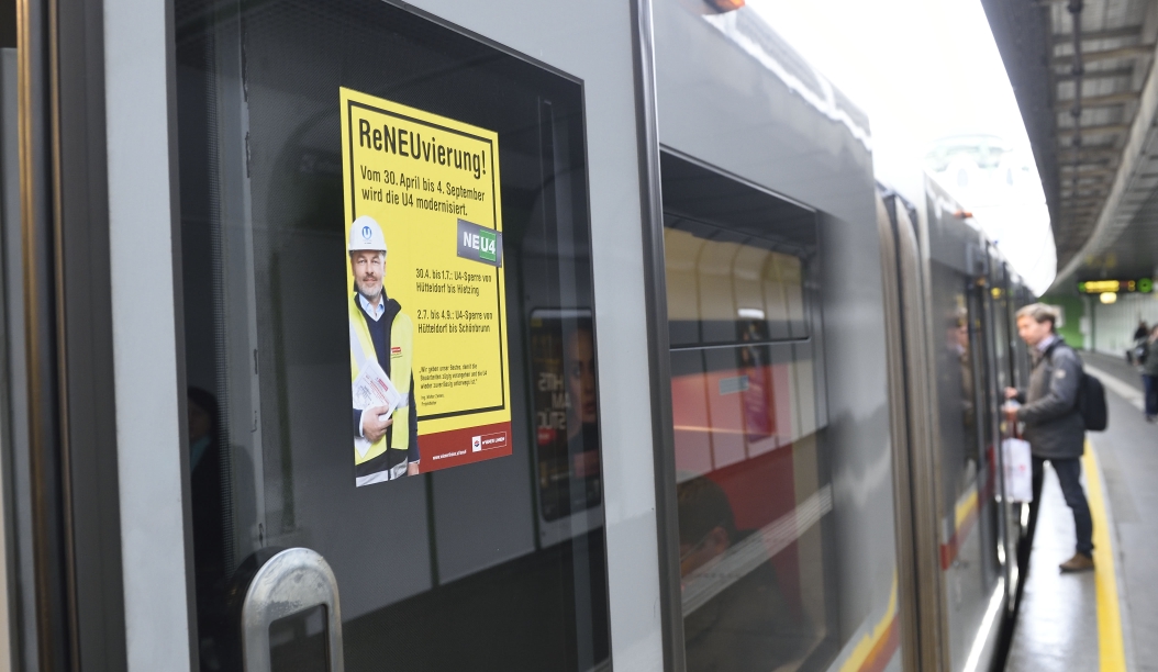 Anlässlich der Teilsperre der U4 ab 30. April 2016 informeiren die Wiener Linien umfangreich.