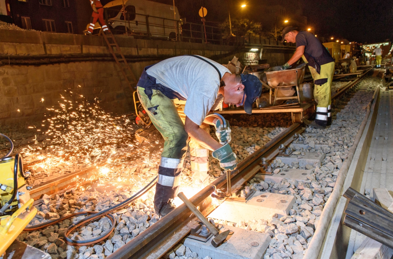 Gleisbauarbeiten im Rahmen der U4-Modernisierung.