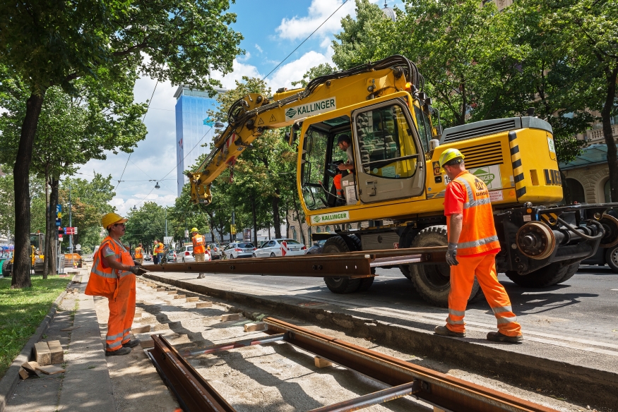 Gleisbauarbeiten Schottenring, 9.Juli 2016