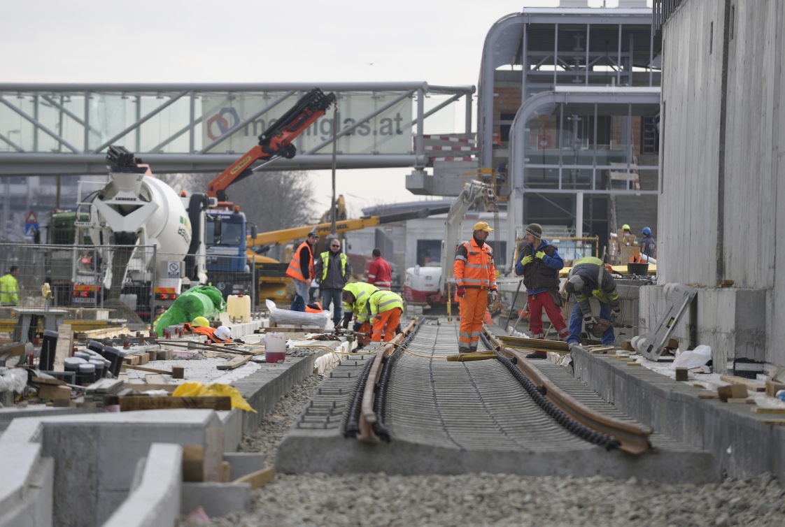 Baustelle der U1-Erweiterung, Bauabschnitt Oberlaa,