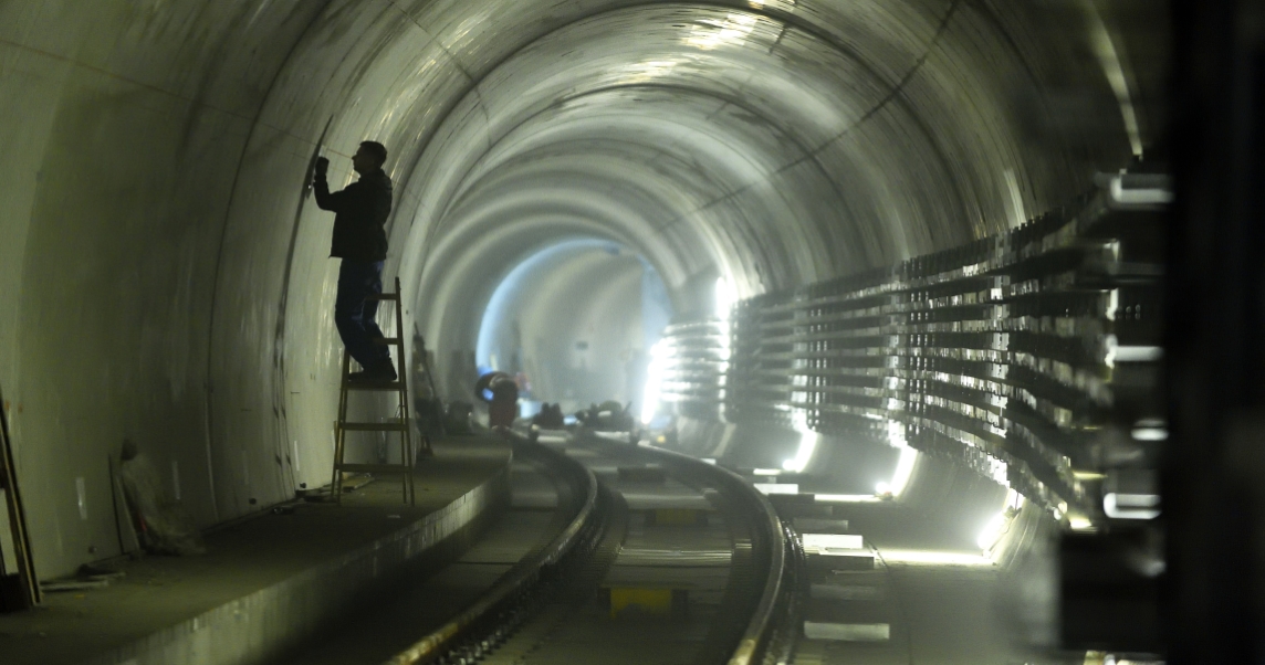 Baustelle der U1-Verlängerung, Bauabschnitt nahe der künftigen Station Altes Landgut.