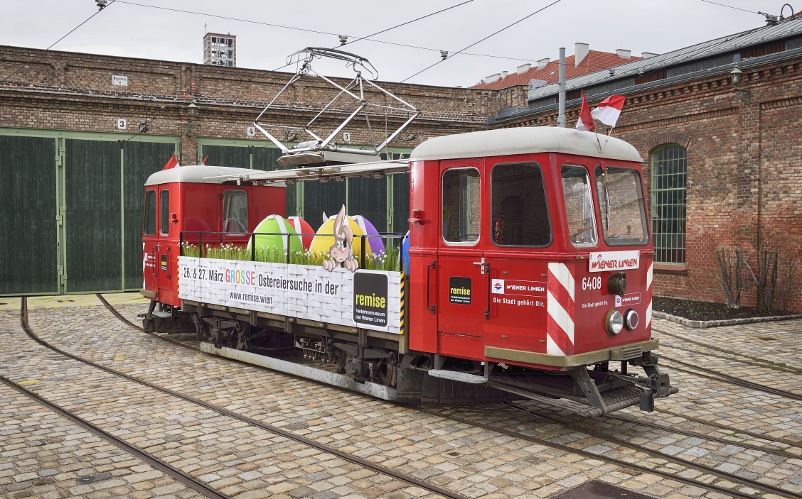 Heuer erstmals wird eine mit Ostermotiven dekorierte Lore der Wiener Linien in der Stadt untwegs sein,